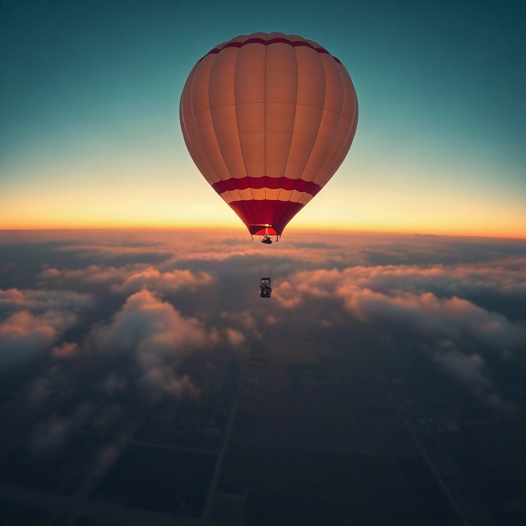 Payload descending under parachute over farmland